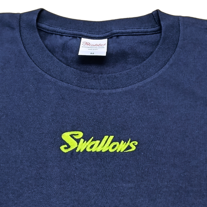 Swallows刺繍Tシャツ(ネイビー×刺繍グリーン)